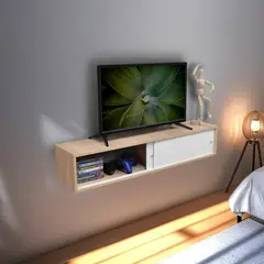 JUST HOME COLLECTION - Repisa Gabinete 90.5x19.5x17.5cm Madera Natural/Blanco