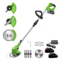 52 BITS - Guadaña Cortadora Podadora De Césped Eléctrica Inalámbrica Color Verde