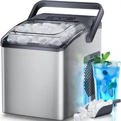 undefined - Máquina de Hielo Portátil HOMEZAY 26 kg/día con 2 Tamaños de Cubos y Autolimpieza