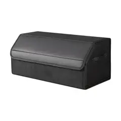 undefined - Organizador de Baúl Elegante Plegable de Cuero con Tapa 22 Pulgadas Negro