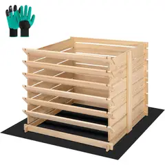 VIVOSUN - Compostera de Madera con Puerta Frontal Ideal para Jardín o Patio