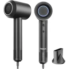 7MAGIC - Secador de Pelo Iónico de 1400 W con Motor sin Escobillas y Anillo LED Tricolor