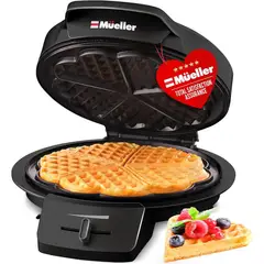 MUELLER - Waflera Heart 5 con Control de Tostado y Placas Antiadherentes