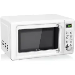 COSTWAY - Horno Microondas Retro 20 Litros 700 Vatios con Cerradura de Seguridad Color Blanco