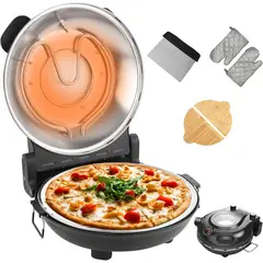 undefined - Horno de Pizza Eléctrico YIBAKE con Piedra de Cerámica 1200 W para Interiores