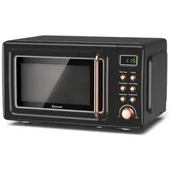 LDAILY - Horno Microondas Retro Moccha 20L en Oro Rosa con Bloqueo para Niños