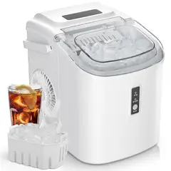 EUHOMY - Máquina de Hielo Portátil Producción de 12 kg/día con Asa y Limpieza Automática