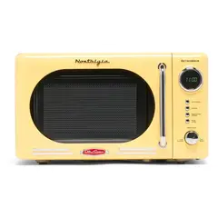 NOSTALGIA - Horno Microondas Retro de 20 Litros 700 Vatios con Bloqueo Infantil y 12 Programas Amarillo