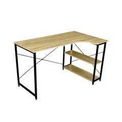 TOP LIVING - Escritorio Industrial con Repisas Inferiores Café y Negro