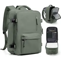 WONHOX - Mochila De Viaje 40L Apta Para Avión Unisex Color Verde Con Compartimento Para Zapatos