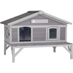 undefined - Casa Para Gatos De Exterior En Madera Con Techo Abatible Y Gran Espacio