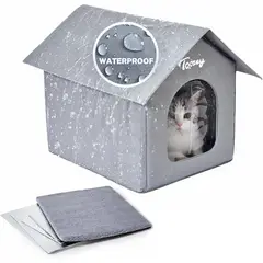 undefined - Casa Exterior para Gatos Toozey con Aislamiento Total y Alfombrilla Removible