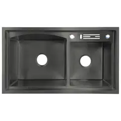 GRIFOS CENTER - Lavaplatos Doble Pozo Con Escurridor Acero Negro 82 X 45 X 21 Cm+ Accesorios