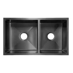 GRIFOS CENTER - Lavaplatos De Acero Negro Doble Pozo 78*45cm + Accesorios