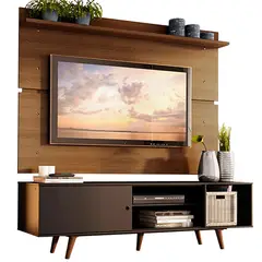 MADESA - Centro de Entretenimiento para TV Dubai Mesa y Panel Hasta 65 Pulgadas Negro/marrón