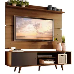 MADESA - Centro de Entretenimiento para TV Dubai Mesa y Panel Hasta 65 Pulgadas Marrón/negro