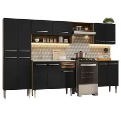 MADESA - Cocina Integral Emilly 2.90 m Marrón/Negro Incluye Mesón