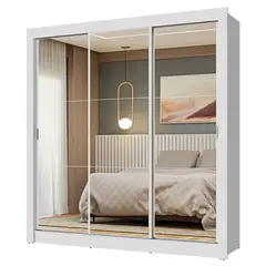 MADESA - Closet Nobre 3 Puertas Corredizas Con Espejos Blanco