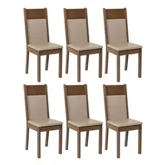 MADESA - Kit 6 Sillas de Comedor 4280 Marrón/crema/beige