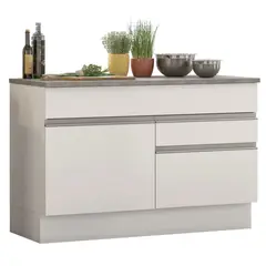 MADESA - Mueble De Cocina Bajo Glamy 1.20 M 1 Puerta 2 Cajones Blanco