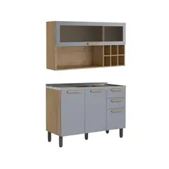 BERTOLINI - Cocina Integral en MDP 1.20 Metros con Lavaplatos Central en Acero Gris