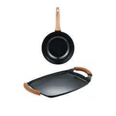 BERGNER - Set Wok y Asador Fusión Aluminio Forjado Wok 26 cm y Asador 37 x 25 cm
