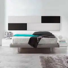 undefined - Cabecero Doble de Lujo Haifa 140X60 Microfibra Blanco-Negro