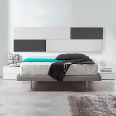 undefined - Cabecero Sencillo de Lujo Haifa 90X60 Ecocuero Gris-Blanco