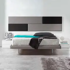 undefined - Cabecero Doble de Lujo Haifa 140X60 Microfibra Gris-Negro