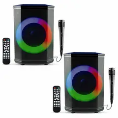 ENERGY PLUS - Set X 2 Bafles 8" 30W Recargables con Radio Micrófono y LED