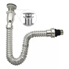 GENERICO - Desague Y Sifon Flexible Cromado Con Sistema De Push