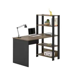 BERTOLINI - Escritorio con Biblioteca Match En Mdp 134X120Cm 3 Estante Pino/ Negro