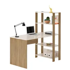 BERTOLINI - Escritorio con Biblioteca Match en Mdp 134X120Cm 3 Estante Off White/ Café