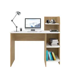 BERTOLINI - Escritorio Link en Mdp 110X111Cm 3 Estantes Café con Blanco