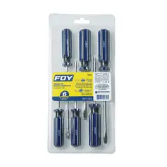 FOY - Juego de Destornilladores 6 Piezas Combinados Con Mango En