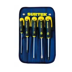 SURTEK - Juego de Destornilladores 5 Piezas Magno Bimaterial 3 Puntas