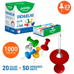 POINTER - Caja Tachuelas Colores X 100 Uds. Display X 10