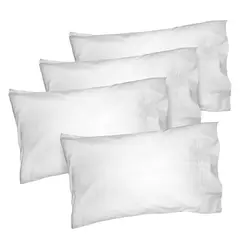 DISTRIHOGAR - Set de 4 Fundas Hotel 52x100 200 Hilos Blanco