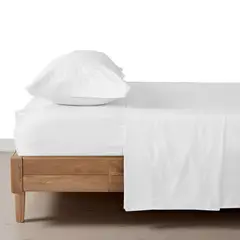 DISTRIHOGAR - Juego de Cama Sencillo Hotel 200 Hilos Blanco
