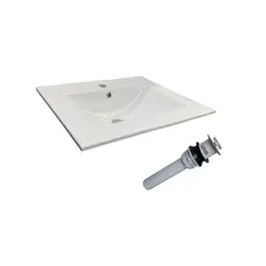 GENERICO - Kit Lavamanos incrustar Farzi 50x46+Desague plastico cromo