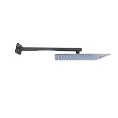 INKORPORAR - Kit Regadera Ducha Kass 20X30 Gun Metal Rectangular+Brazo Muro Cuadrado