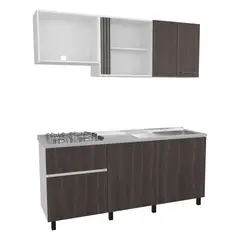 JUST HOME COLLECTION - Cocina Integral 1.80 Metros Preston Milan/Blanco Incluye Mesón Poceta Derecha con 4 Fogones a Gas