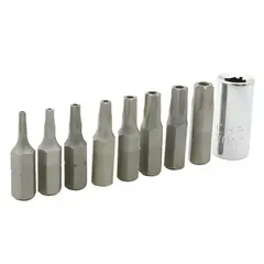 SURTEK - Set X9 Puntas Torx de Seguridad T8 a T40 Vástago 1/4''