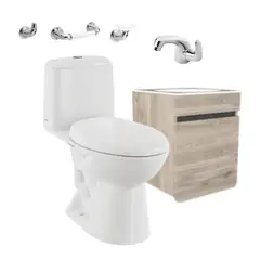 CORONA - Combo Cima Mueble Aluvia 40cm Elevado Ceniza Grifería + Accesorios