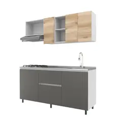 undefined - Cocina Integral 1.80 Metros Irlanda Tribeca/Grafo Incluye Mesón Poceta Izquierda con 4 Fogones a Gas Just Home Collection