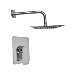 INKORPORAR - Grifería Ducha Monocontrol Spazio Cromo+Regadera 25x25+Brazo Redondo Consumo 7.5 l/ciclo