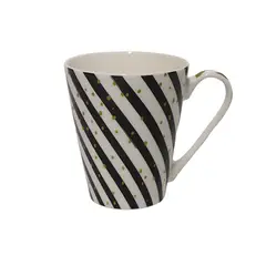 ESPIRAL - Mug 12 Onzas Estrellitas Rayas Negras-Dorado