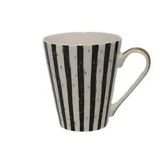 ESPIRAL - Mug 12 Onzas Brillo Rayas Negro-Dorado