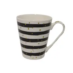 ESPIRAL - Mug 12 Onzas Franjas Rayas Negras-Dorado