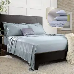 MY HOME STORE - Sábana Bamboo 230 Hilos - Q Light Blue Queen